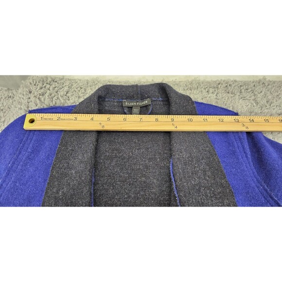 Eileen Fisher Womens Merino Wool Jacket Asymmetric Felted Blue Gray Lagenlook XS - Picture 11 of 14